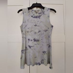 Women's/Junior's Tie Dye Bedazzled Tank Top